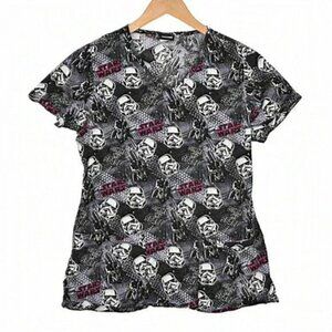 Star Wars Scrub Top Gimme My Space Darth‎  Vader Black Grey Size XS